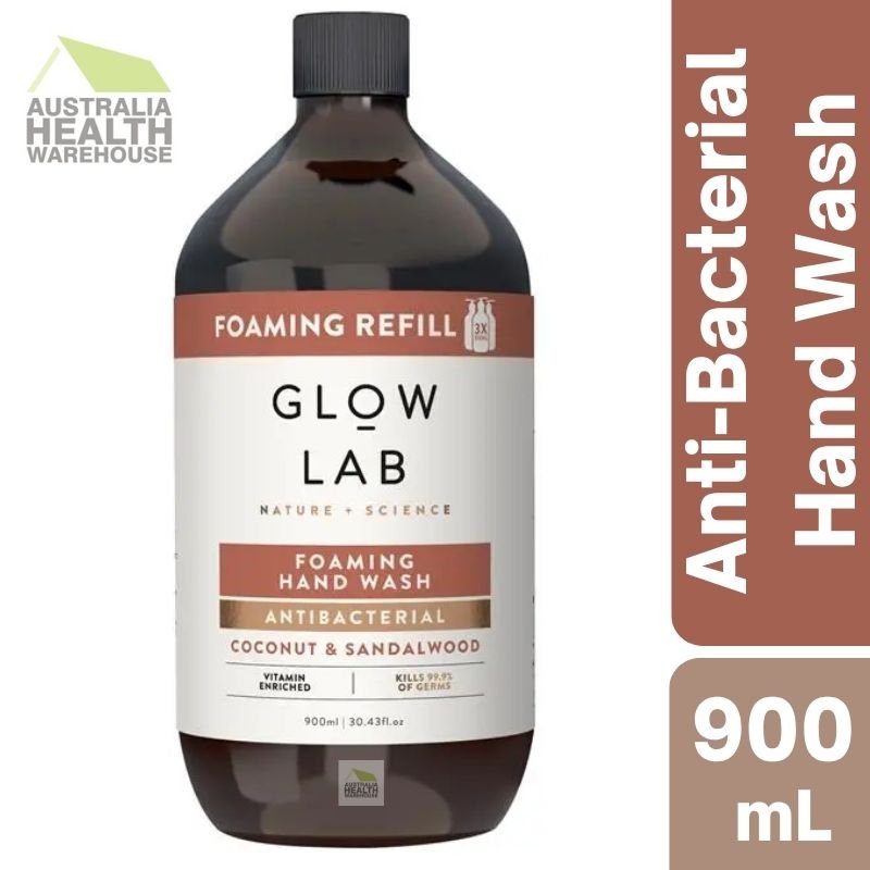 [Expiry: 08/2027] Glow Lab Antibacterial Foaming Coconut & Sandalwood Hand Wash Refill 900mL