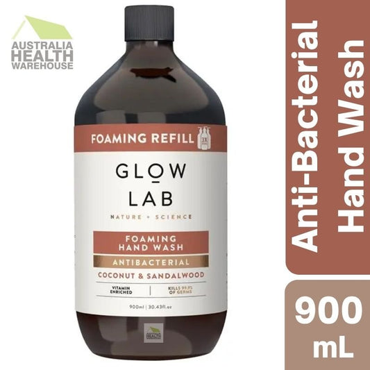[Expiry: 08/2027] Glow Lab Antibacterial Foaming Coconut & Sandalwood Hand Wash Refill 900mL