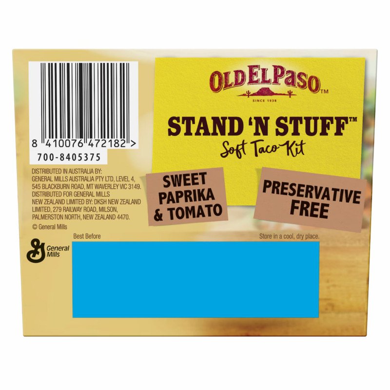 [CLEARANCE Expiry Date: 28/10/2026] Old El Paso Stand 'N Stuff Soft Taco Kit Mexican Style 348g