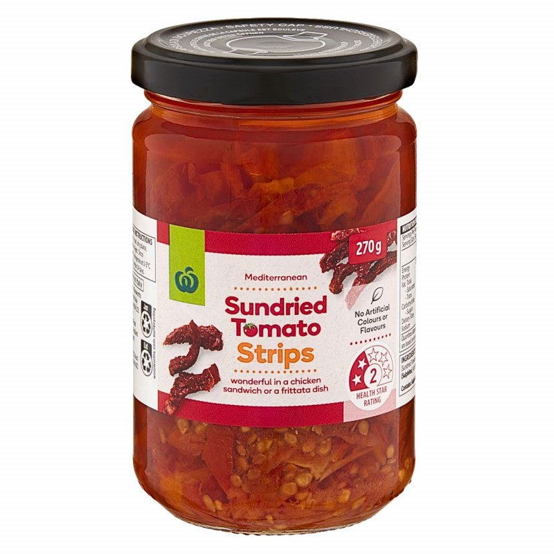 [Expiry Date: 28/09/2028] Woolworths Sundried Tomato Strips 270g