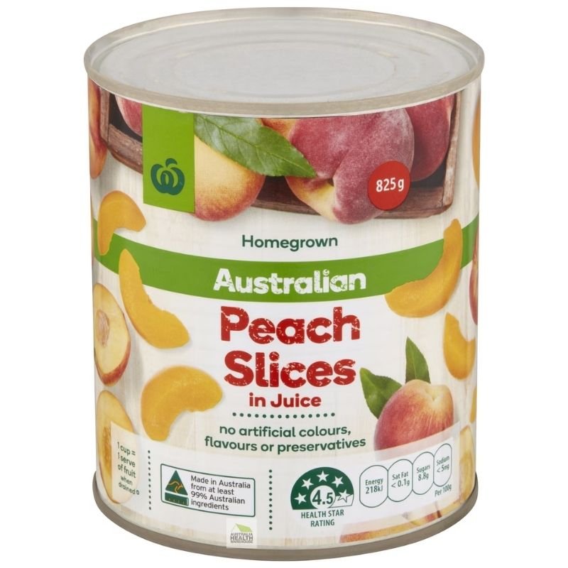 [Expiry Date: 30/04/2027]  Woolworths Australian Peach Slices In Juice 825g
