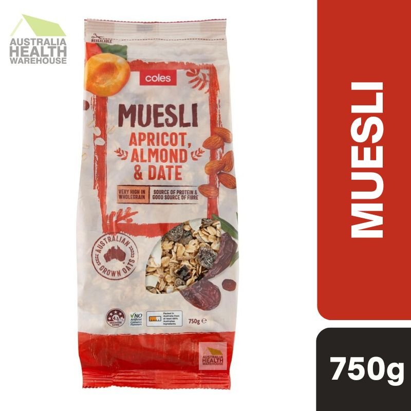 [Expiry: 31/07/2026] Coles Muesli Apricot, Almond & Date 750g