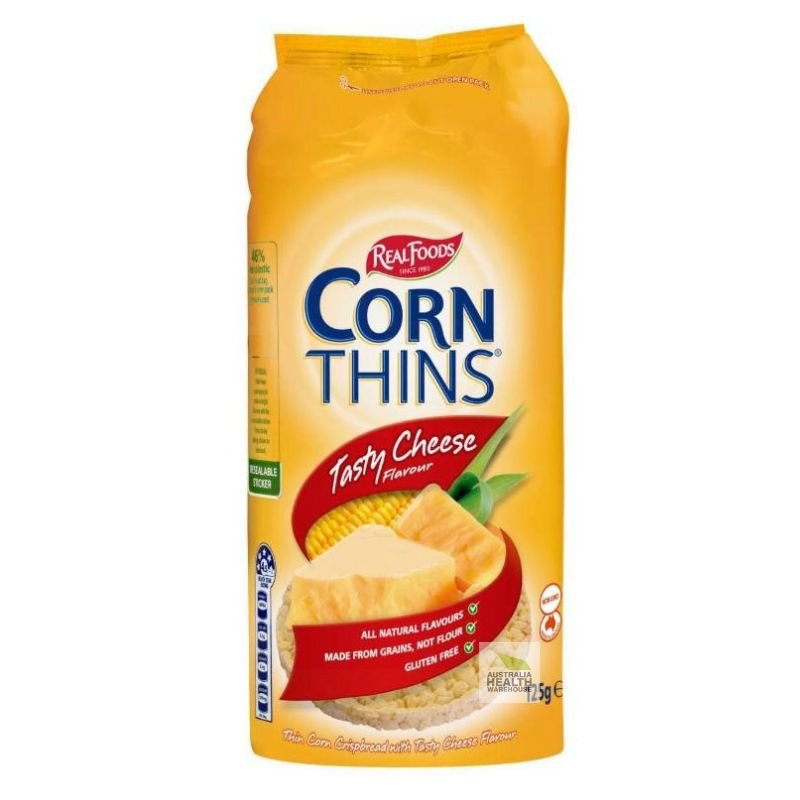 Real Foods Corn Thins Tasty Cheese 150g