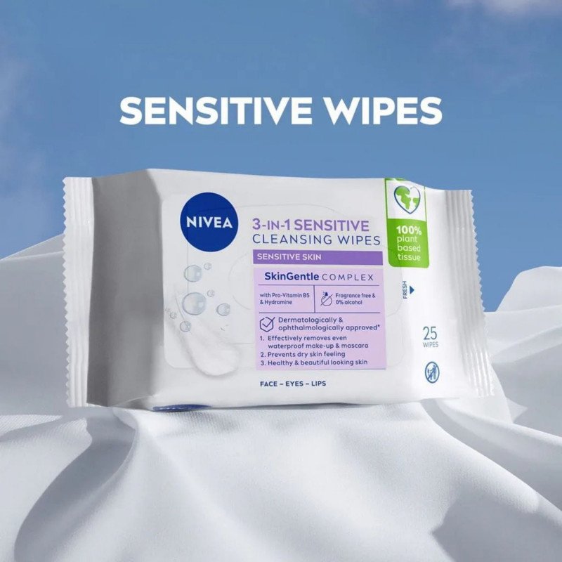 [Expiry Date: 22/09/2028] Nivea 3-in-1 Sensitive Cleansing 25 Wipes