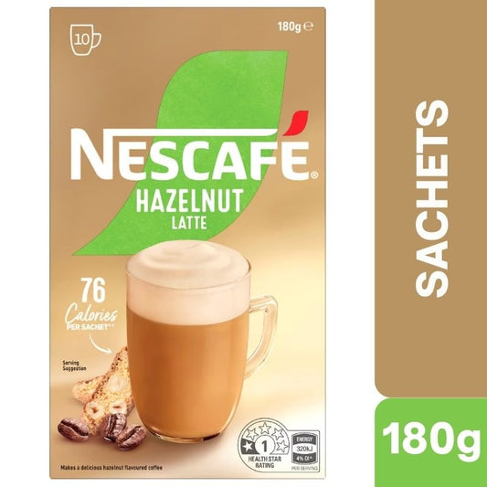 Nescafe Hazelnut Latte Coffee Sachets 10 Pack
