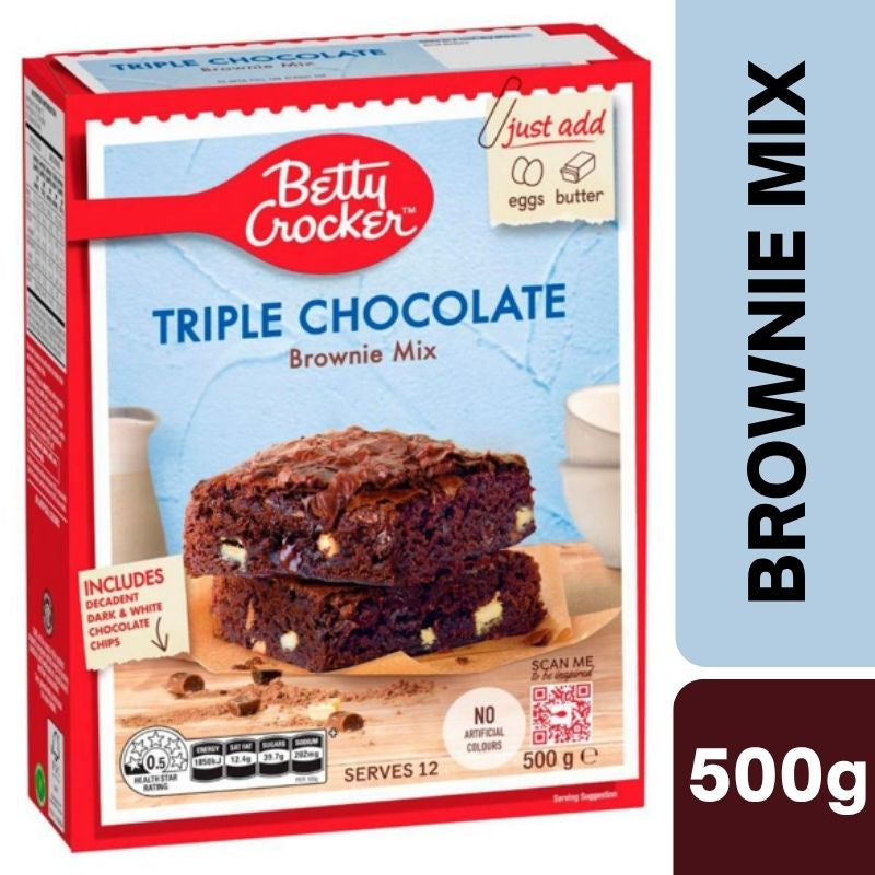 [Expiry Date: 11/06/2027] Betty Crocker Triple Chocolate Brownie Mix 500g