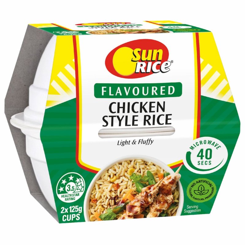 [Expiry Date: 14/03/2027] Sunrice Microwave Flavoured Chicken Style Rice Cups 2 x 125g