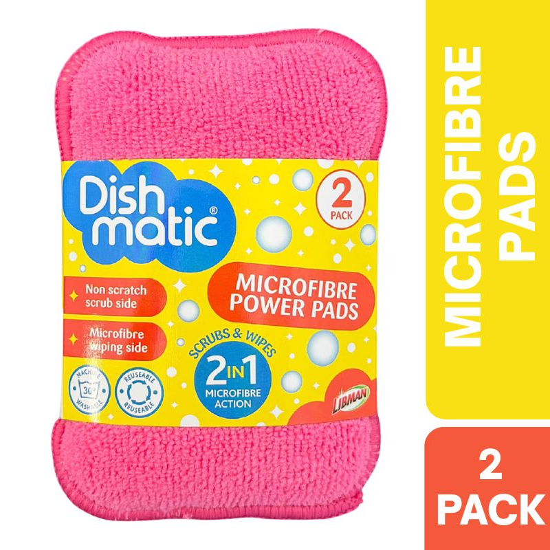 Dishmatic Microfibre Power Pads Scrub & Wipes 2 Pack