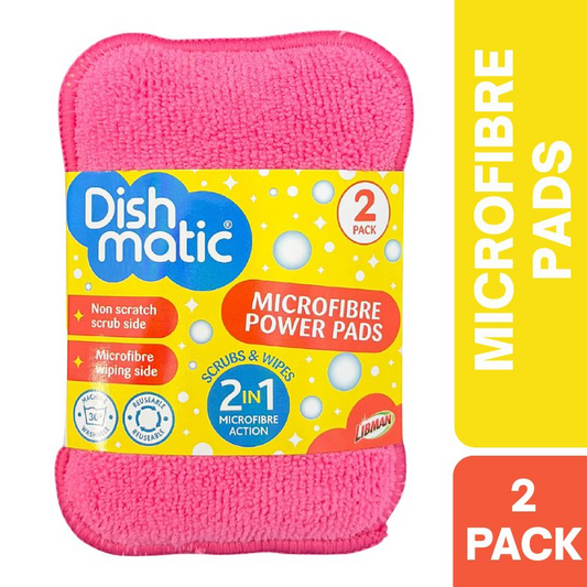 Dishmatic Microfibre Power Pads Scrub & Wipes 2 Pack