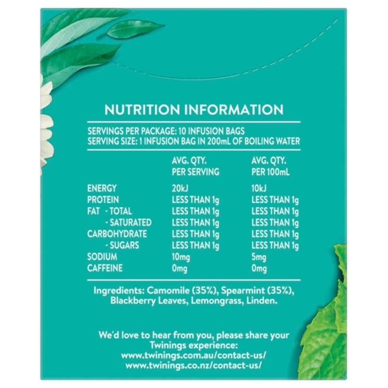 [Expiry: 06/10/2028] Twinings Chamomile & Spearmint Herbal Infusions Tea Bags 10 Pack 15g