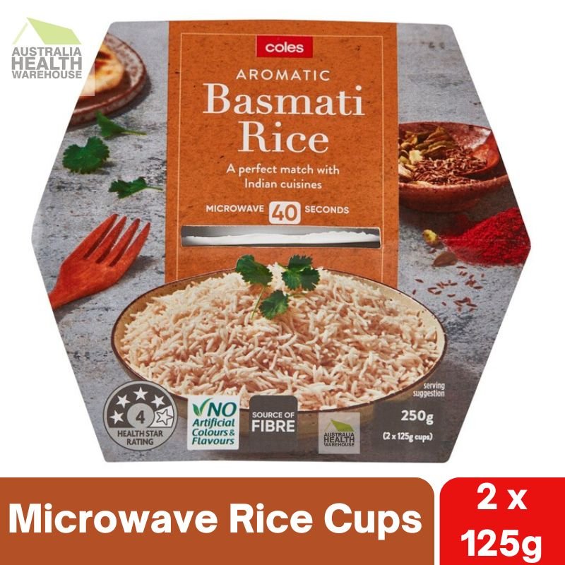 [CLEARANCE Expiry: 28/08/2025] Coles Aromatic Basmati Microwave Rice Cups (2 x 125g) 250g