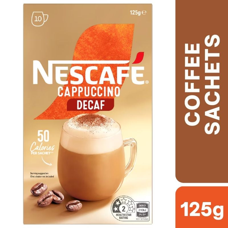 Nescafe Decaf Cappuccino Coffee Sachets 10 Pack