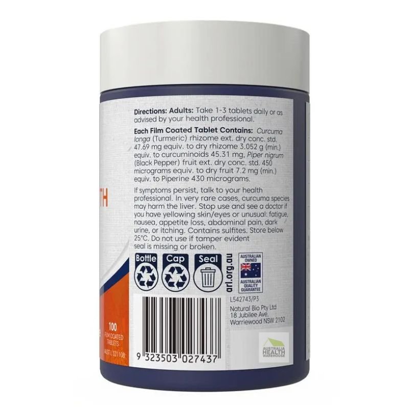 [Expiry: 07/2027] Bioglan HiZorb Triple Strength Turmeric 100 Tablets