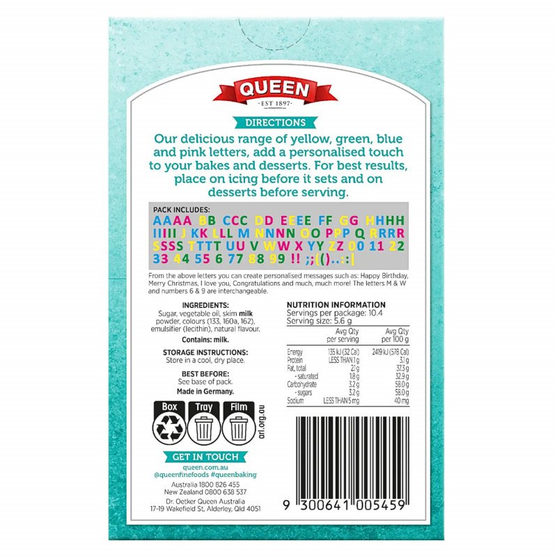 [Expiry Date: 10/2026] Queen Colourful Letters & Numbers Cake Decoration 104 Pieces