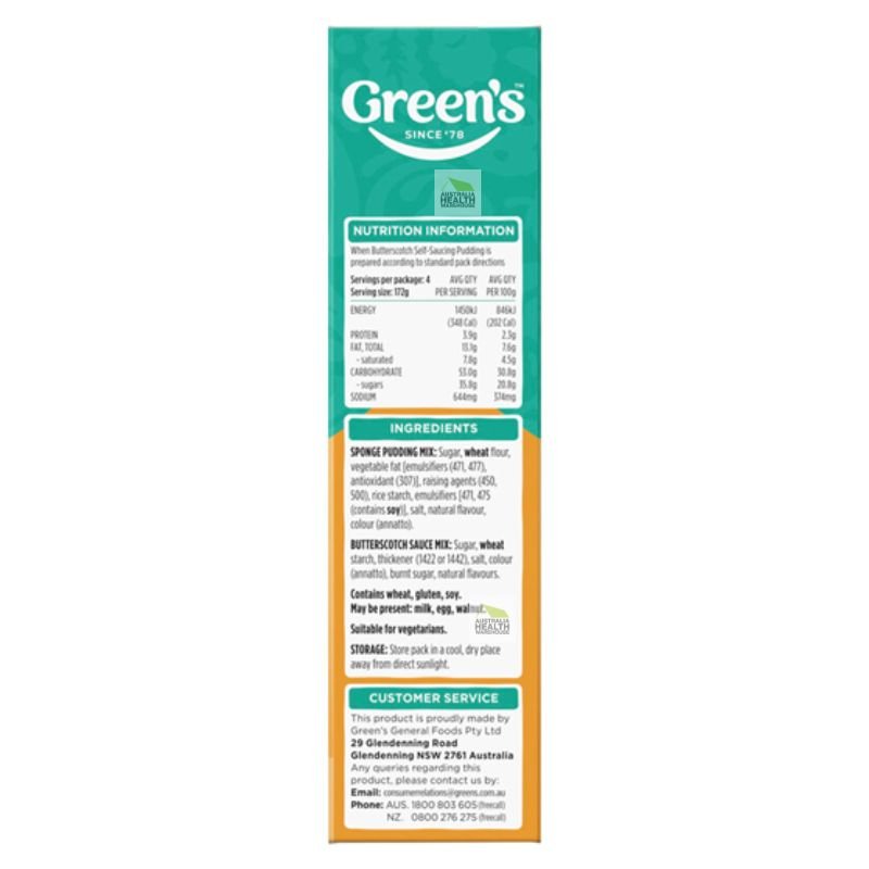 [Expiry Date: 26/09/2026] Green's Butterscotch Pudding Mix 260g