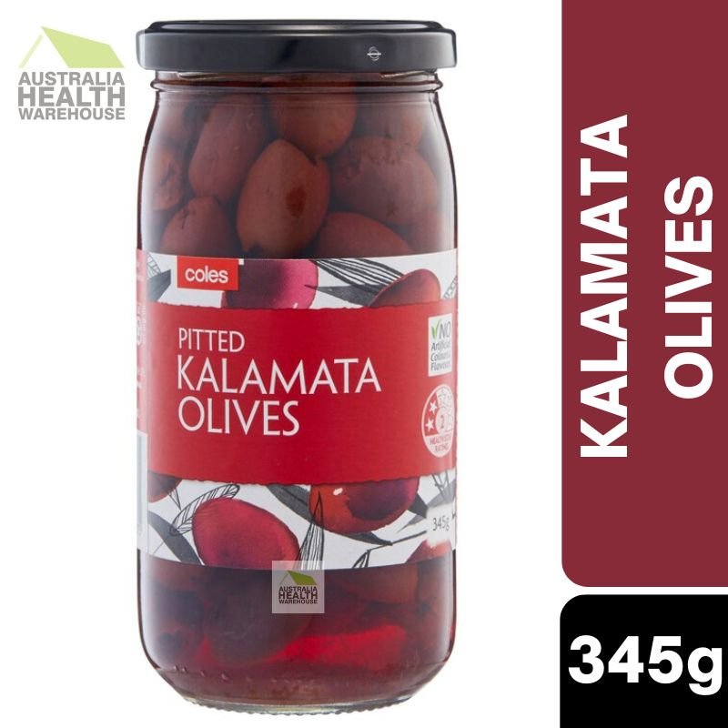 [Expiry: 14/04/2027] Coles Kalamata Olives Pitted in Brine 345g
