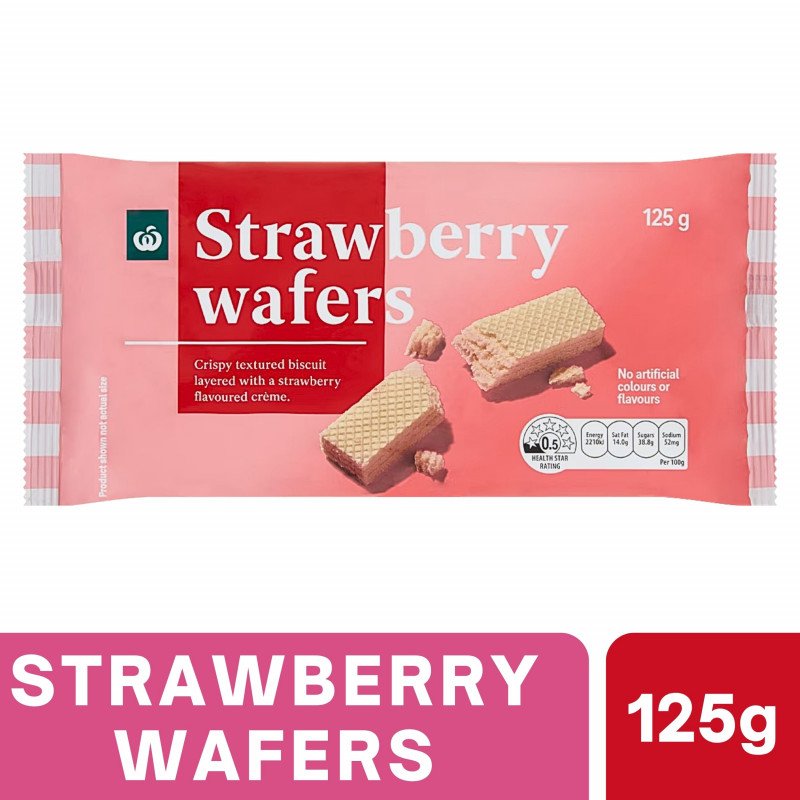[Expiry Date: 24/11/2026] Woolworths Strawberry Creme Wafer Biscuits 125g