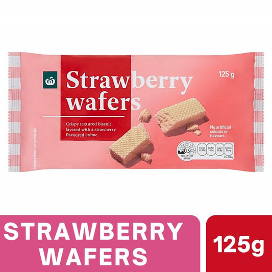 [Expiry Date: 24/11/2026] Woolworths Strawberry Creme Wafer Biscuits 125g