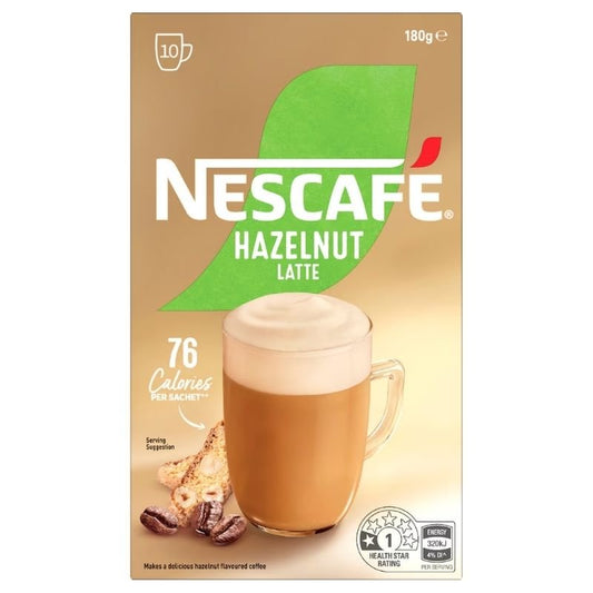 Nescafe Hazelnut Latte Coffee Sachets 10 Pack