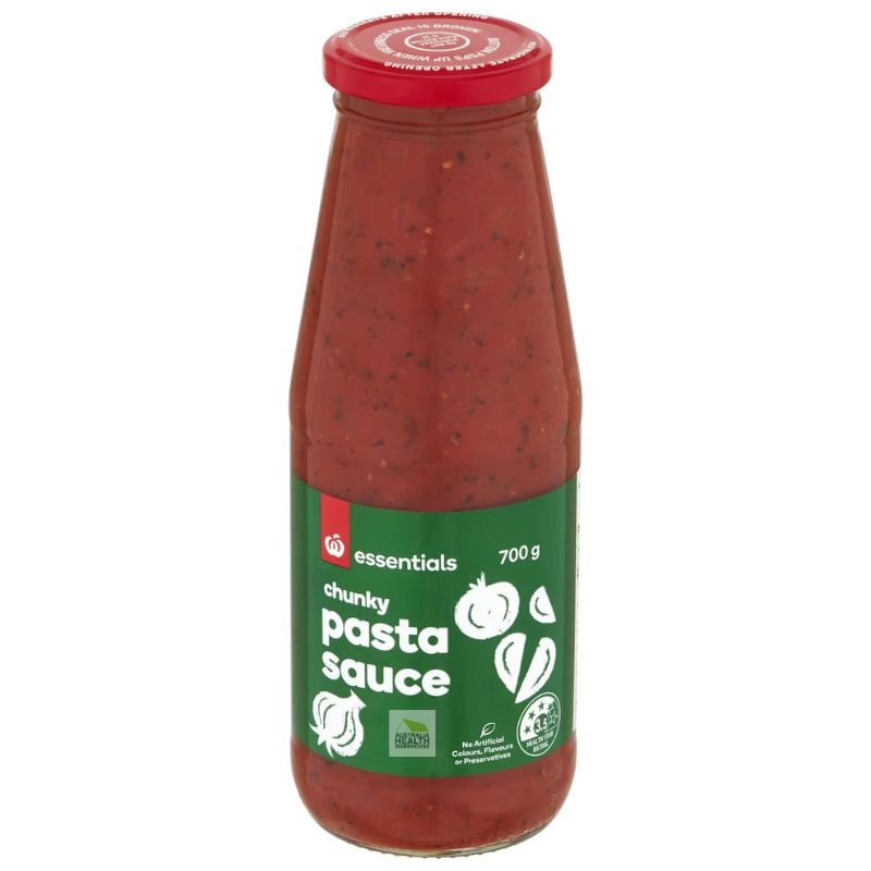 [Expiry Date: 26/09/2026] Woolworths Essentials Chunky Pasta Sauce 700g