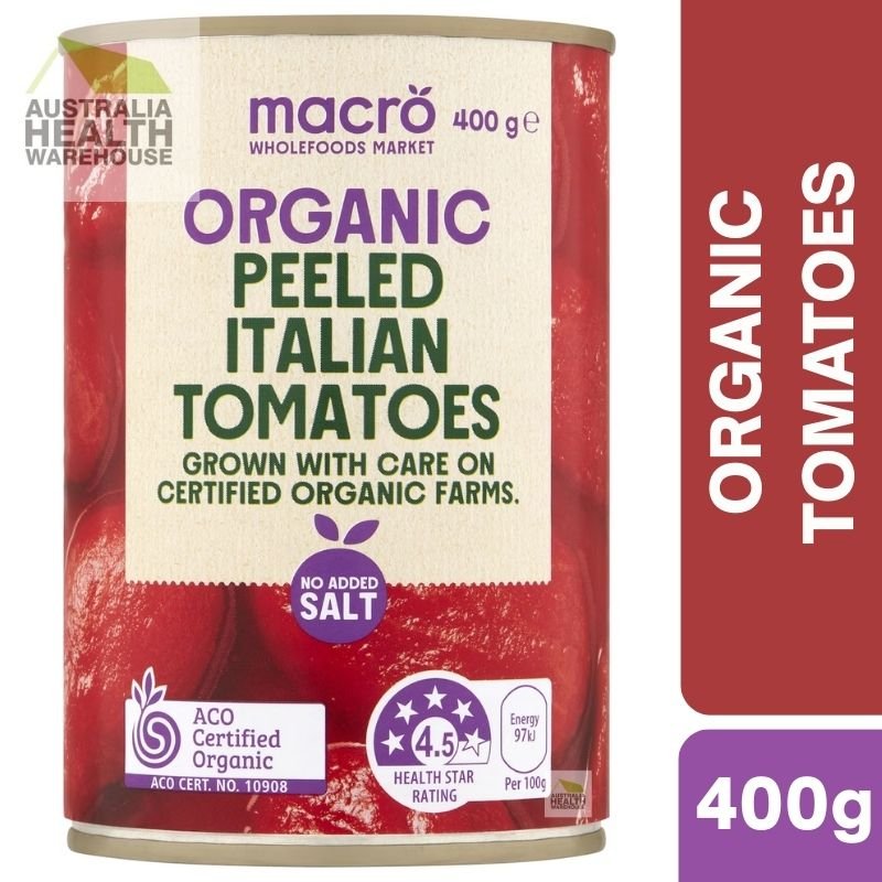 Woolworths Macro Organic Peeled Italian Tomatoes 400g