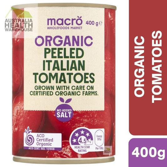 Woolworths Macro Organic Peeled Italian Tomatoes 400g