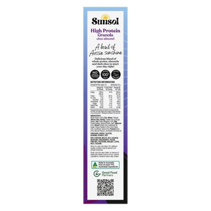 [Expiry: 16/02/2027] Sunsol High Protein Granola Chocolate Almond 450g