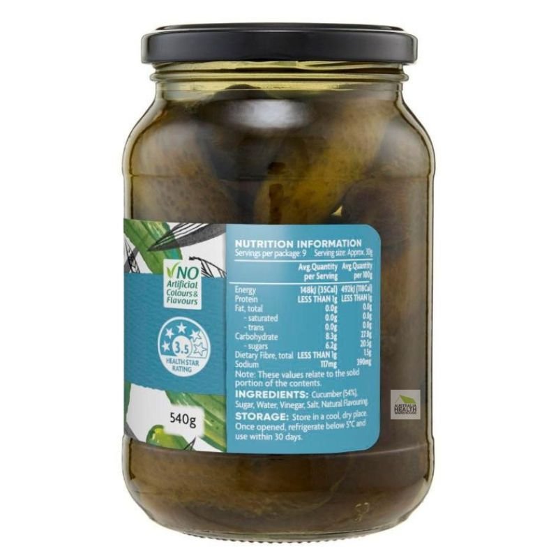 [Expiry: 17/04/2028]  Coles Sweet Spiced Gherkins 540g