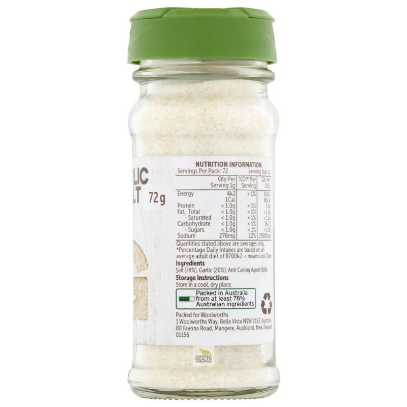 [Expiry: 07/2028] Woolworths Garlic Salt 72g