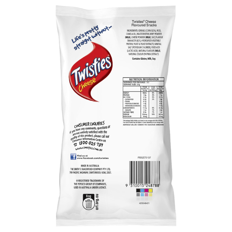 [CLEARANCE Expiry: 20/12/26] Twisties Cheese Snacks 90g