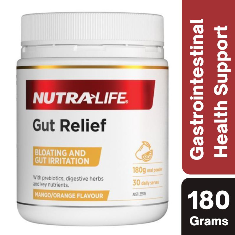 [Expiry: 01/2027] Nutra-Life Gut Relief Mango/Orange Flavour 180g