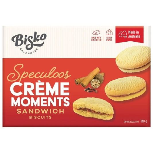 [Expiry Date: 20/08/2027] Bisko Bakehouse Creme Moments Shortbread With Speculoos Cream Filling 140g