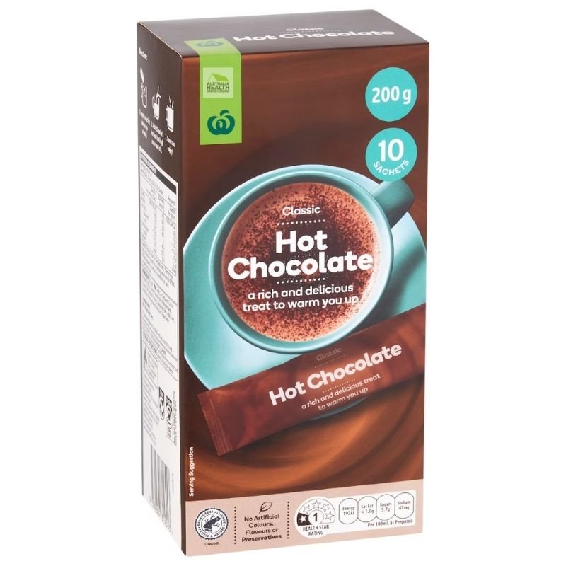 [Expiry Date: 17/03/2027]  Woolworths Hot Chocolate 10 Pack