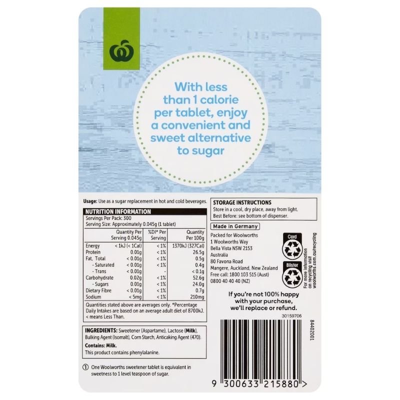 [Expiry: 06/2028] Woolworths Sweetener Tablets 300 Pack
