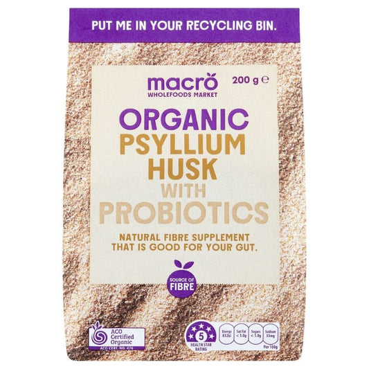 [Expiry: 01/12/2026] Woolworths Macro Organic Psyllium Husk with Probiotics 200g