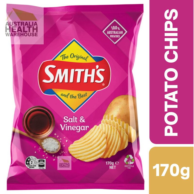 [CLEARANCE Expiry: 01/02/2026] Smith's Crinkle Cut Salt And Vinegar Potato Chips 170g