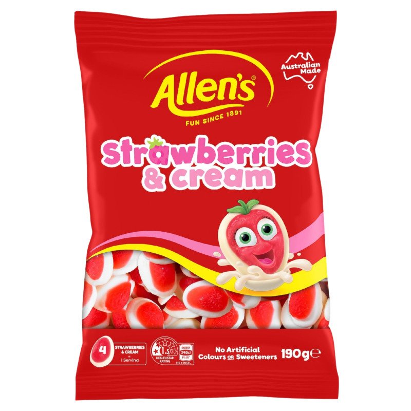 [Expiry: 03/2027] Allen's Strawberries & Cream Lollies 190g