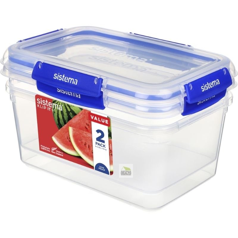 Sistema KLIP IT Plus Rectangle Food Storage Container 3.35 Litre x 2 pack