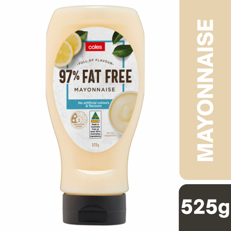 [CLEARANCE Expiry Date: 22/05/2026] Coles 97% Fat Free Mayonnaise 525g