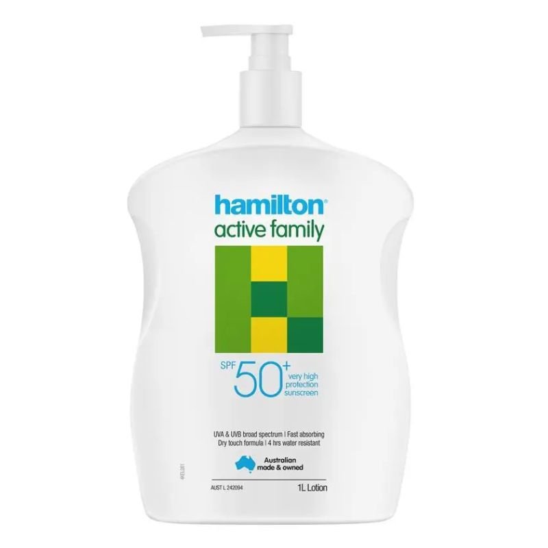 [Expiry: 10/2028] Hamilton Active Family SPF 50+ Sunscreen Lotion 1 Litre