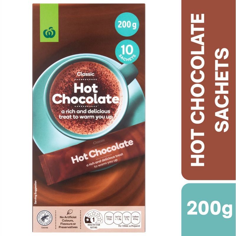 [Expiry Date: 27/11/2026] Woolworths Hot Chocolate 10 Pack