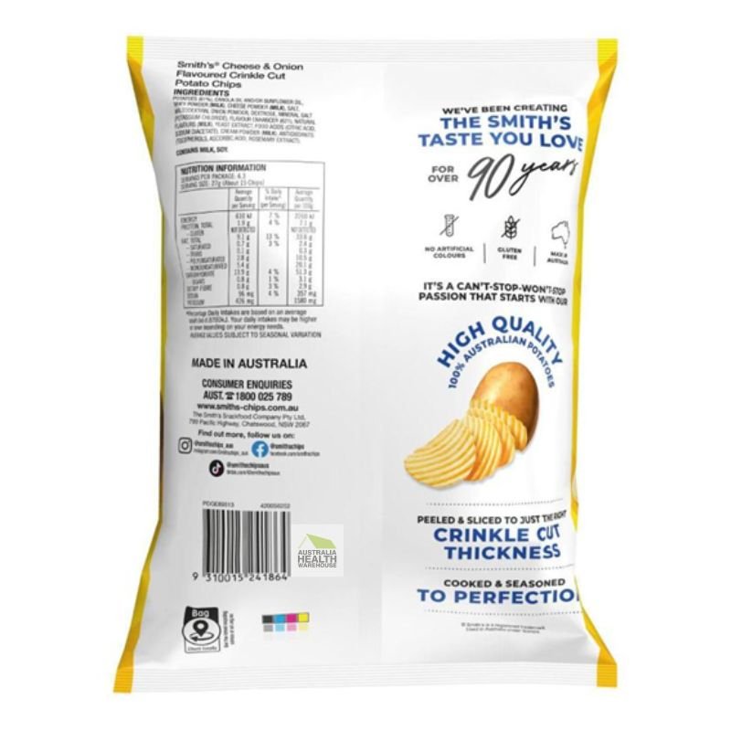 [CLEARANCE Expiry: 01/03/2026] Smith's Crinkle Cut Cheese & Onion Potato Chips 170g