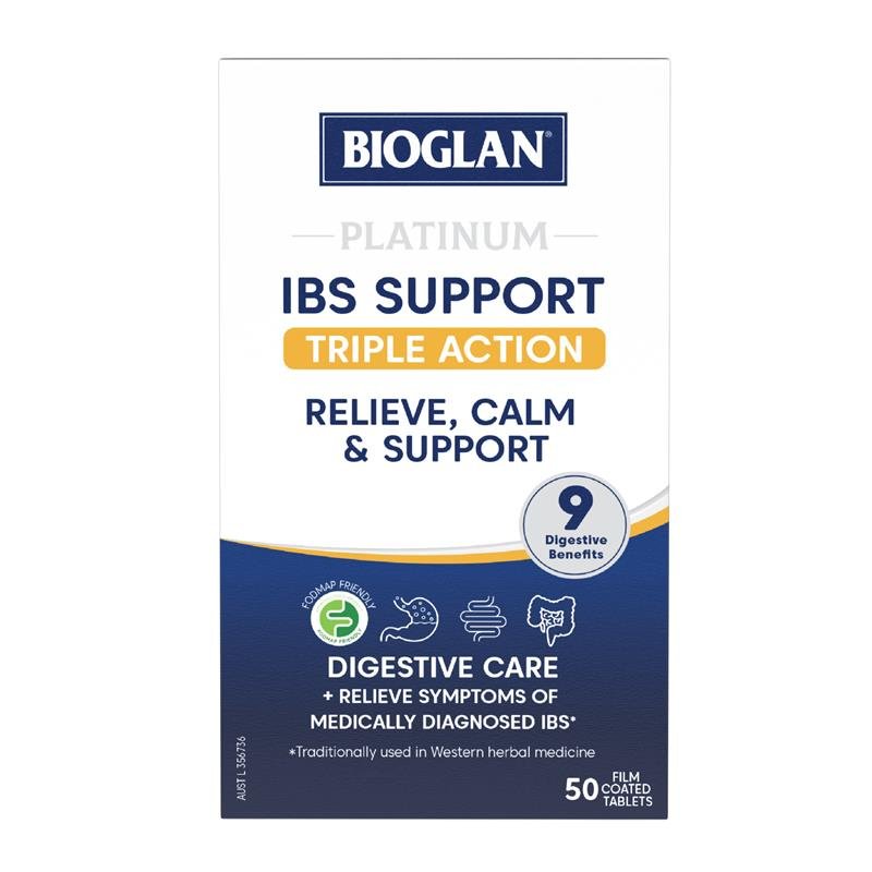 [Expiry: 04/2027] Bioglan Platinum IBS Support Triple Action 50 Tablets