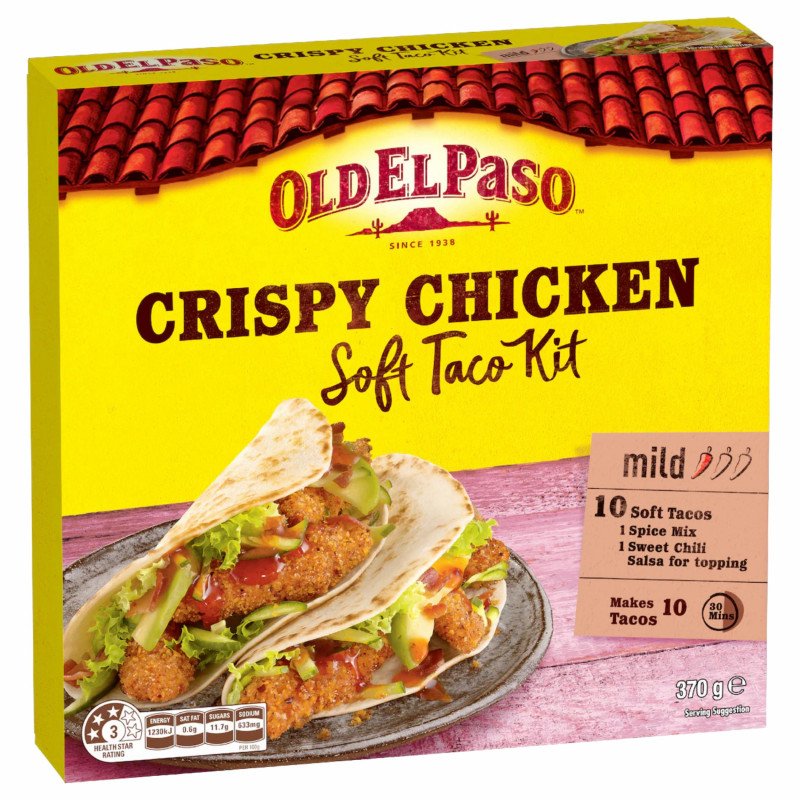 [Expiry Date: 09/03/2027] Old El Paso Taco Soft Crispy Chicken Dinner Kit Mexican Style 370g