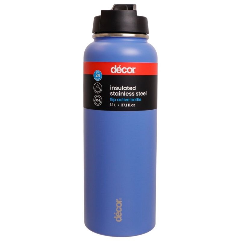 DECOR Decor Insulated Double Wall Flip Active Stainless Steel Bottle 1.1 Litre (Blue)