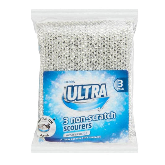 Coles Ultra Non- Scratch Mesh Sponge Scourers 3 Pack