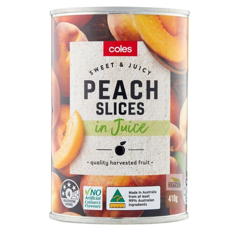 [Expiry Date: 01/2029] Coles Australian Peach Slices in Juice 410g