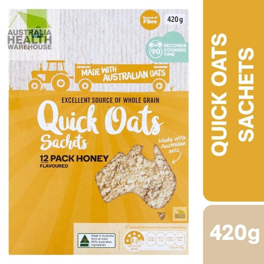 [Expiry Date: 19/01/2027] Woolworths Honey Quick Oats Sachets 12 Pack