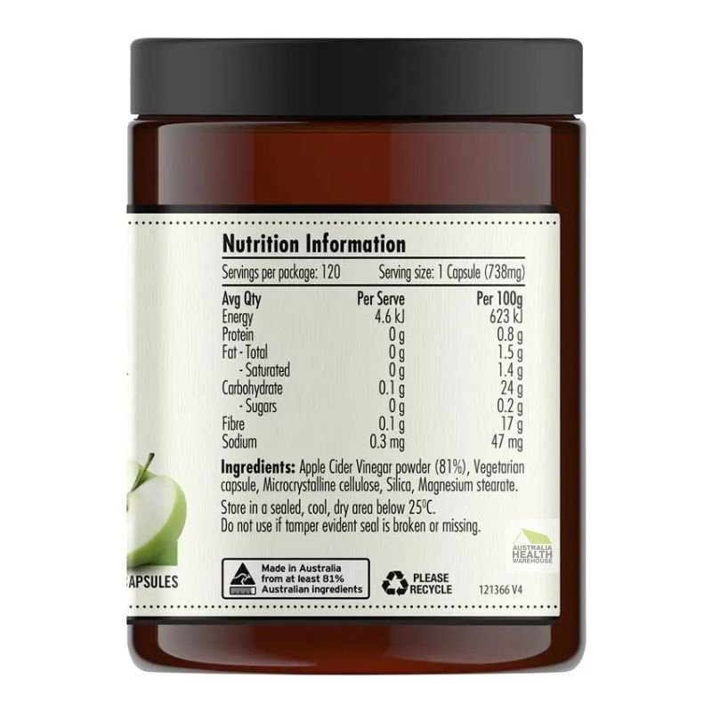 [Expiry: 02/2027] Barnes Naturals Apple Cider Vinegar with The Mother 600mg 120 Capsules
