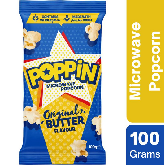 [Expiry Date: 16/10/2026] Poppin Microwave Popcorn Original Butter Flavour 100g